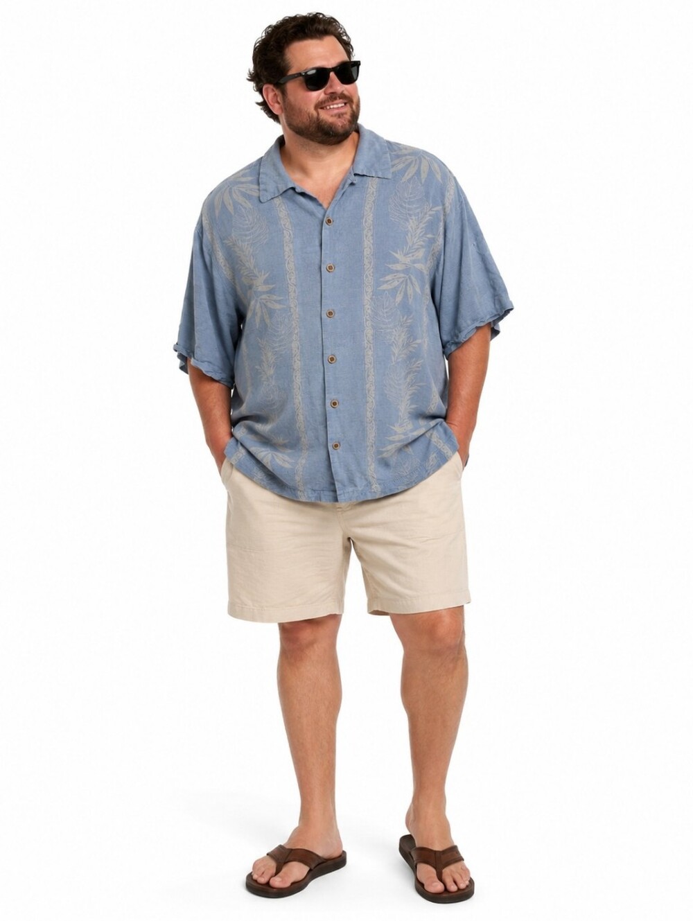 Jamaica Jaxx Men's VTG XXL Blue 100% Silk Tropical Pineapple Camp Shirt